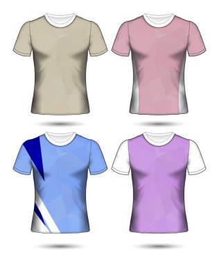  t-shirt şablonları farklı renklerin soyut geometrik koleksiyonu çokgen mozaik 