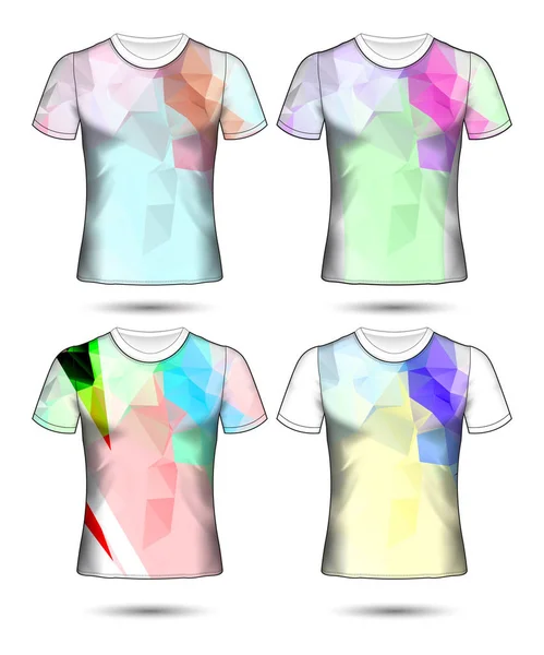 Plantillas Camiseta Colección Geométrica Abstracta Diferentes Colores Mosaico Poligonal — Archivo Imágenes Vectoriales