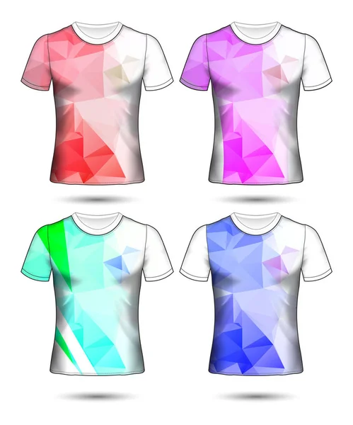 Modelos Shirt Coleção Geométrica Abstrata Diferentes Cores Mosaico Poligonal — Vetor de Stock