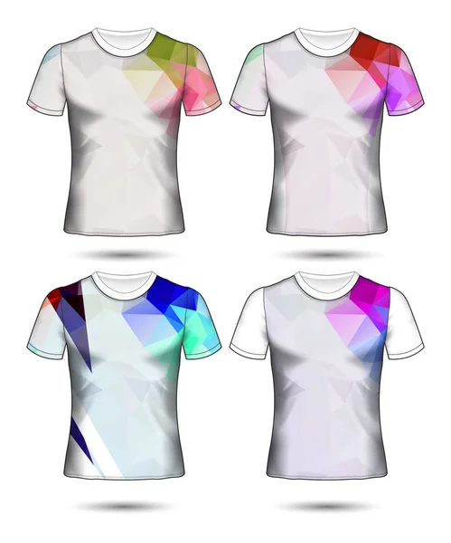Shirt Templates Abstract Geometric Collection Different Colors Polygonal Mosaic — Stock Vector