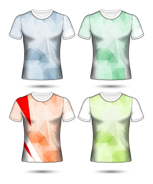 Modèles Shirt Collection Géométrique Abstraite Différentes Couleurs Mosaïque Polygonale — Image vectorielle
