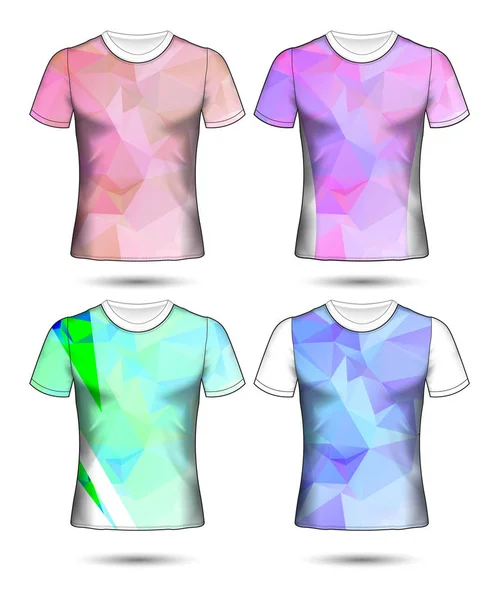 Plantillas Camiseta Colección Geométrica Abstracta Diferentes Colores Mosaico Poligonal — Vector de stock