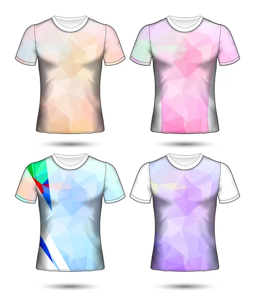 Shirt Vorlagen Abstrakte Geometrische Sammlung Verschiedener Farben Polygonales Mosaik — Stockvektor