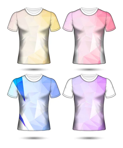 Modelos Shirt Coleção Geométrica Abstrata Diferentes Cores Mosaico Poligonal — Vetor de Stock