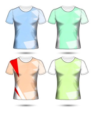 t-shirt şablonları farklı renklerin soyut geometrik koleksiyonu çokgen mozaik 