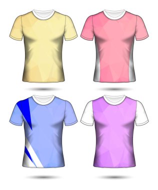 t-shirt şablonları farklı renklerin soyut geometrik koleksiyonu çokgen mozaik 