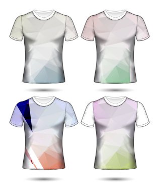 t-shirt şablonları farklı renklerin soyut geometrik koleksiyonu çokgen mozaik 