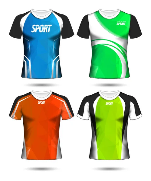Set Von Fußball Sport Shirt Layout Design Poly Vorlage Und — Stockvektor