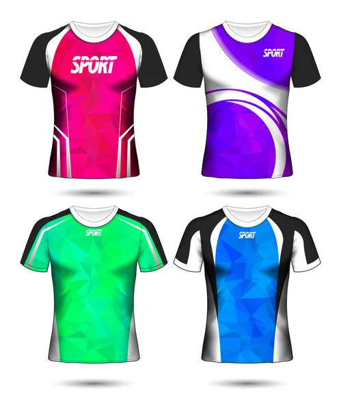 Uppsättning Fotboll Sport Shirt Layout Formgivningsmall Poly Och Polotröja Vektorillustration — Stock vektor