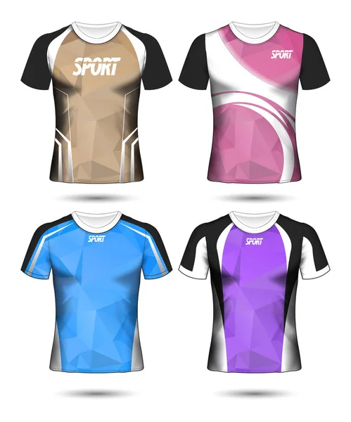 Set Von Fußball Sport Shirt Layout Design Poly Vorlage Und — Stockvektor