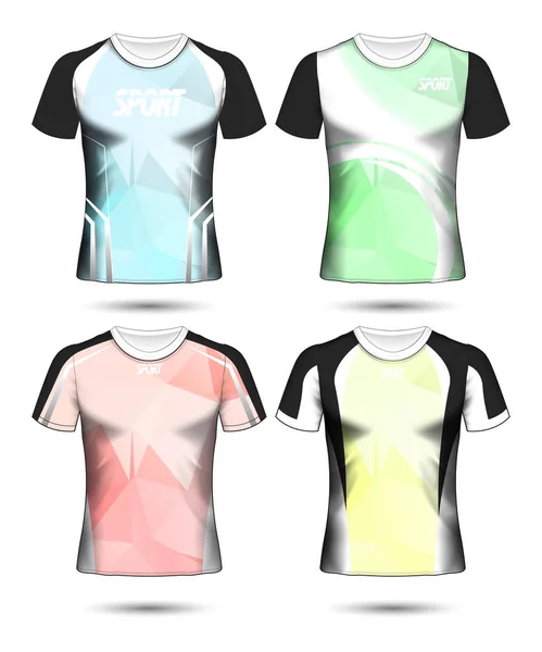 一套足球运动 T恤布局设计聚模和马球衬衫矢量插图 — 图库矢量图片