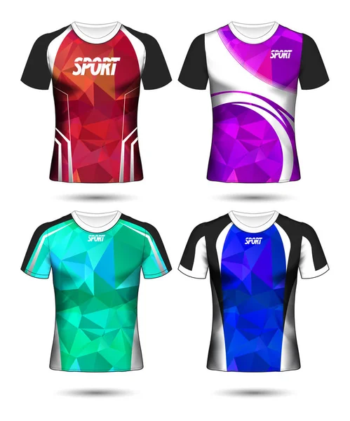 Set Von Fußball Sport Shirt Layout Design Poly Vorlage Und — Stockvektor