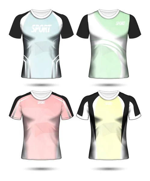 一套足球运动 T恤布局设计聚模和马球衬衫矢量插图 — 图库矢量图片