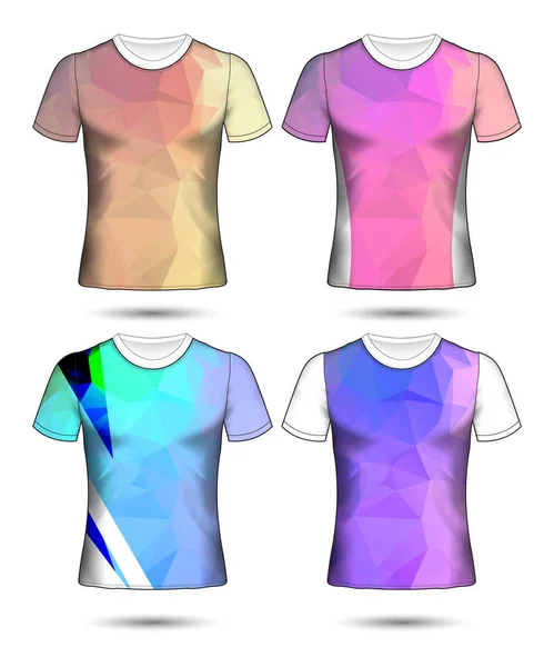 Plantillas Camiseta Colección Geométrica Abstracta Diferentes Colores Mosaico Poligonal — Vector de stock