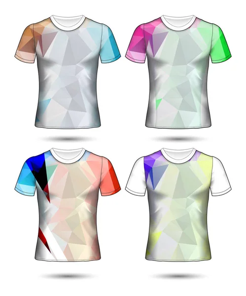 Modelos Shirt Coleção Geométrica Abstrata Diferentes Cores Mosaico Poligonal — Vetor de Stock