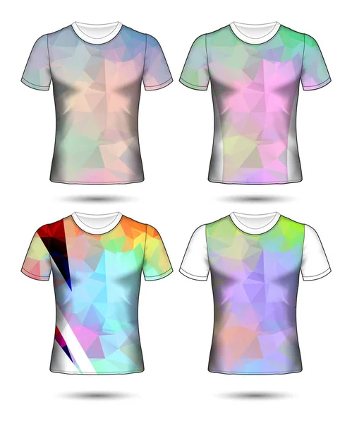 Shirt Templates Abstract Geometric Collection Different Colors Polygonal Mosaic — Stock Vector