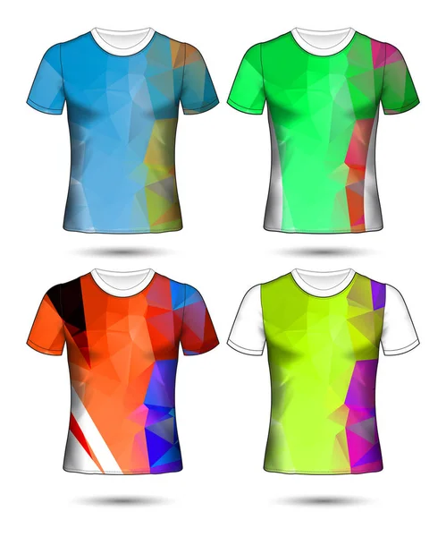 Shirt Templates Abstract Geometric Collection Different Colors Polygonal Mosaic — Stock Vector