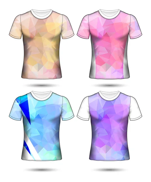 Modelos Shirt Coleção Geométrica Abstrata Diferentes Cores Mosaico Poligonal — Vetor de Stock