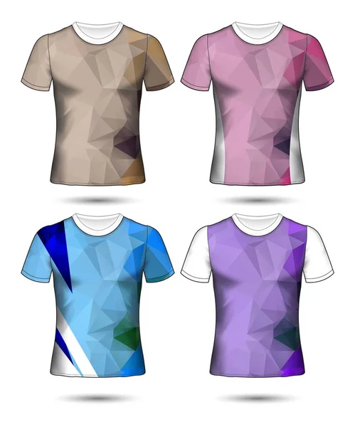 Shirt Szablony Abstrakcyjne Geometryczne Kolekcji Różnych Kolorach Mozaiki Wielokątnej — Wektor stockowy