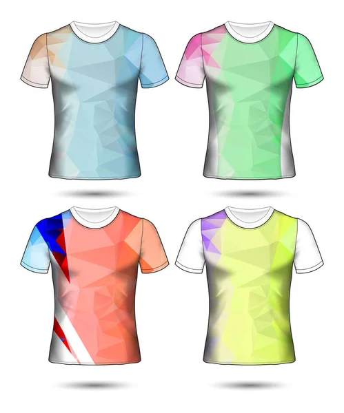 Modelli Shirt Astratto Collezione Geometrica Diversi Colori Mosaico Poligonale — Vettoriale Stock