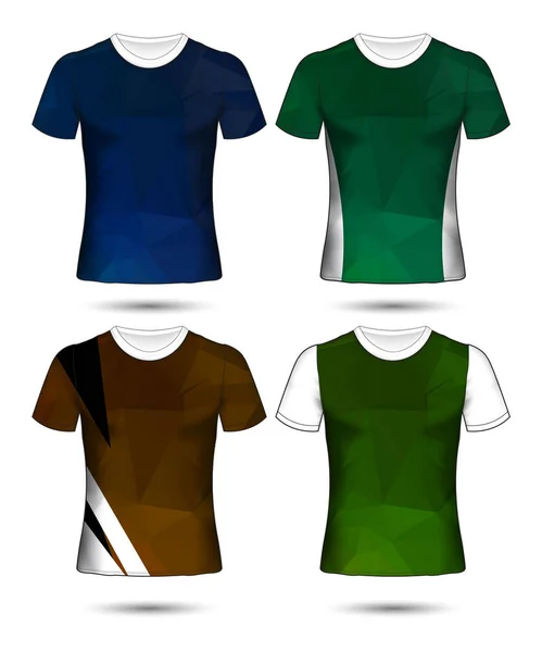 Plantillas Camiseta Colección Geométrica Abstracta Diferentes Colores Mosaico Poligonal — Archivo Imágenes Vectoriales