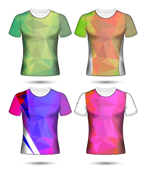 Modelos Shirt Coleção Geométrica Abstrata Diferentes Cores Mosaico Poligonal — Vetor de Stock