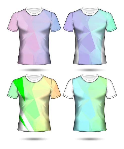 Shirt Templates Abstract Geometric Collection Different Colors Polygonal Mosaic — Stock Vector