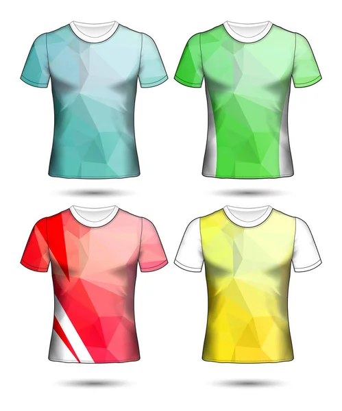 Modelos Shirt Coleção Geométrica Abstrata Diferentes Cores Mosaico Poligonal — Vetor de Stock