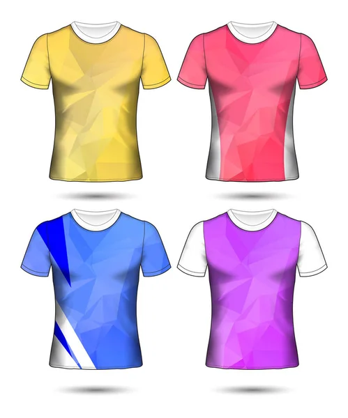 Modelos Shirt Coleção Geométrica Abstrata Diferentes Cores Mosaico Poligonal — Vetor de Stock
