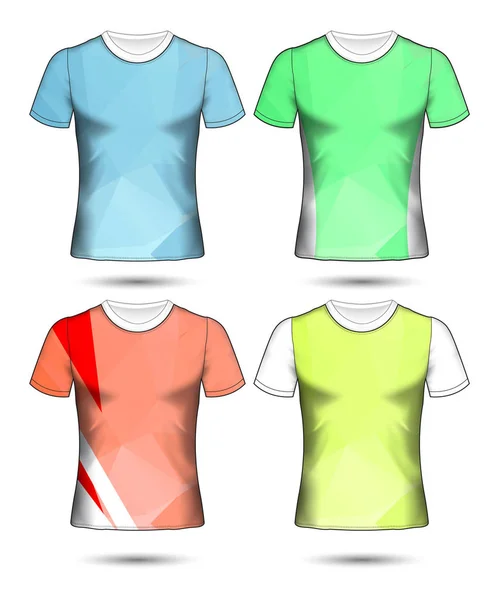 Shirt Sjablonen Abstracte Geometrische Collectie Van Verschillende Kleuren Polygonaal Mozaïek — Stockvector