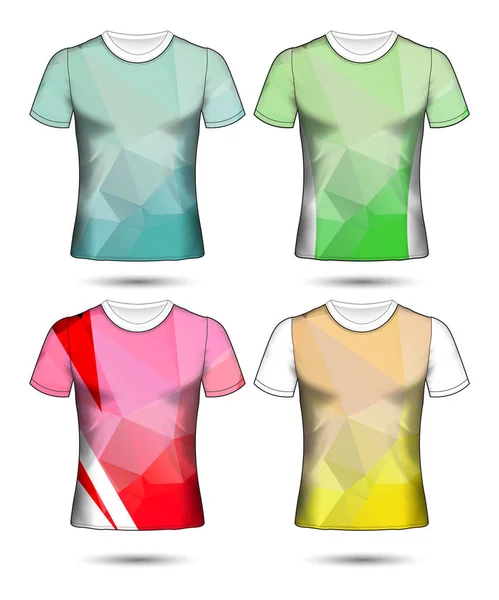 Modelos Shirt Coleção Geométrica Abstrata Diferentes Cores Mosaico Poligonal —  Vetores de Stock