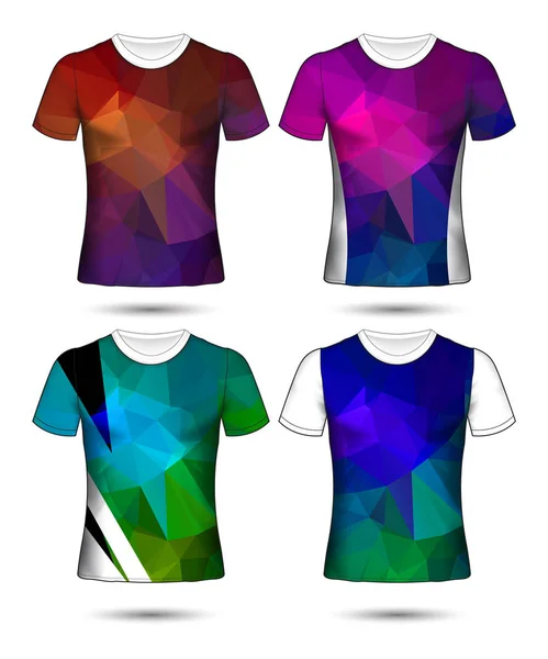 Plantillas Camiseta Colección Geométrica Abstracta Diferentes Colores Mosaico Poligonal — Vector de stock