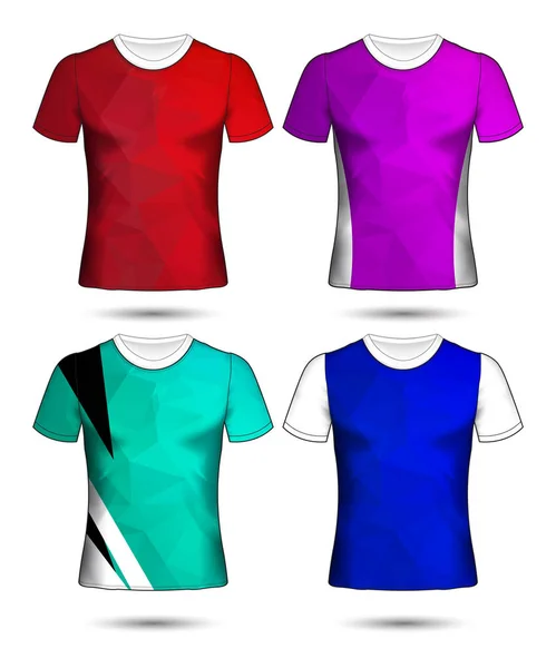 Shirt Sjablonen Abstracte Geometrische Collectie Van Verschillende Kleuren Polygonaal Mozaïek — Stockvector