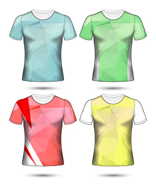 Shirt Şablonları Farklı Renklerin Soyut Geometrik Koleksiyonu Çokgen Mozaik — Stok Vektör