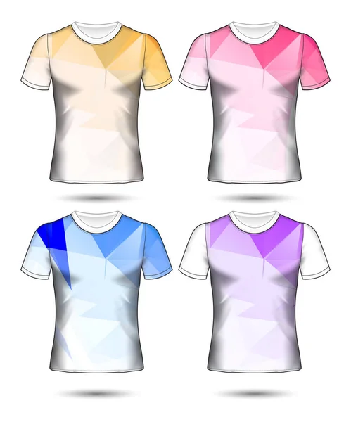 Shirt Skabeloner Abstrakt Geometrisk Samling Forskellige Farver Polygonal Mosaik – Stock-vektor