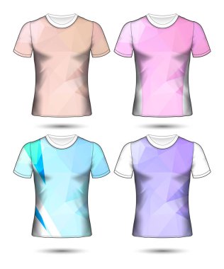 t-shirt şablonları farklı renklerin soyut geometrik koleksiyonu çokgen mozaik 