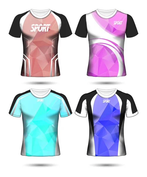 Uppsättning Fotboll Sport Shirt Layout Formgivningsmall Poly Och Polotröja Vektorillustration — Stock vektor