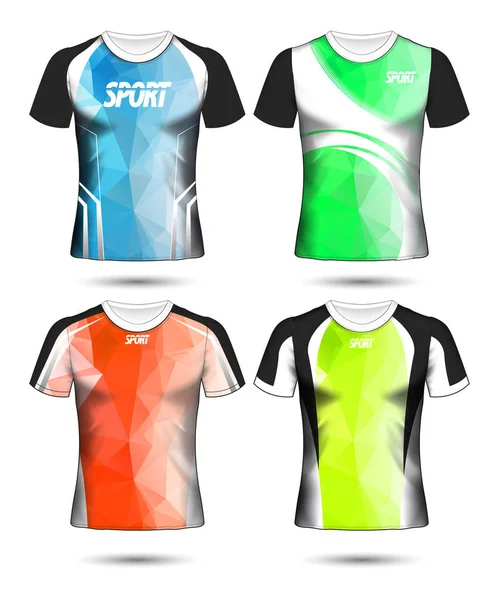 Uppsättning Fotboll Sport Shirt Layout Formgivningsmall Poly Och Polotröja Vektorillustration — Stock vektor