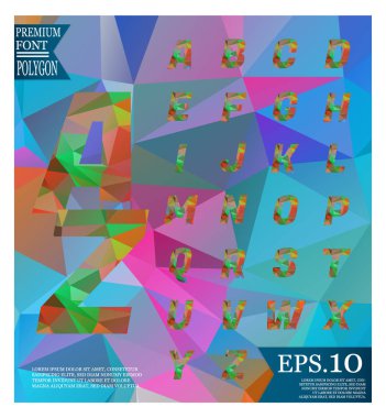 Yazı tipi lowpoly üzerinde arka plan düşük Poli dokulu üçgen şekiller rasgele desen tasarım