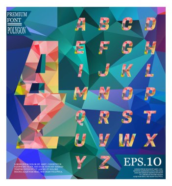 Yazı tipi lowpoly üzerinde arka plan düşük Poli dokulu üçgen şekiller rasgele desen tasarım
