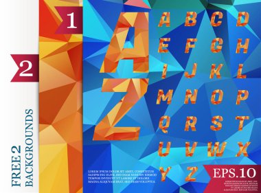 Crystal Font poligonal alfabe arka plan geometrik desen triangles.eps.10