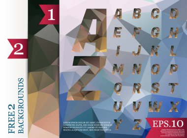 Crystal Font poligonal alfabe arka plan geometrik desen triangles.eps.10