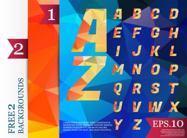 Crystal Font poligonal alfabe arka plan geometrik desen triangles.eps.10