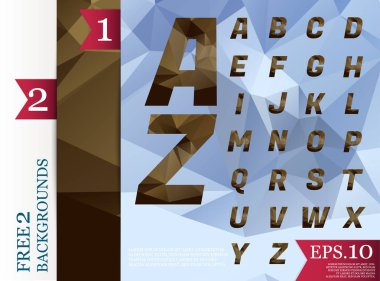 Crystal Font poligonal alfabe arka plan geometrik desen triangles.eps.10