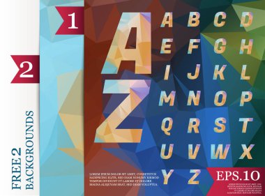 Crystal Font poligonal alfabe arka plan geometrik desen triangles.eps.10