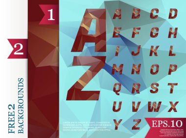 Crystal Font poligonal alfabe arka plan geometrik desen triangles.eps.10