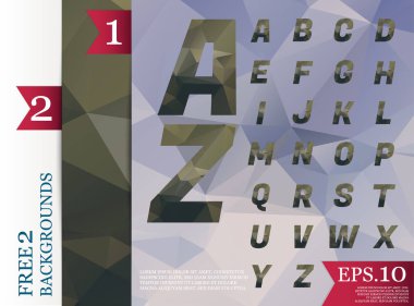 Crystal Font poligonal alfabe arka plan geometrik desen triangles.eps.10