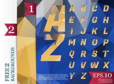 Crystal Font poligonal alfabe arka plan geometrik desen triangles.eps.10