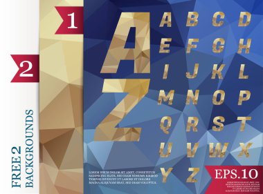 Crystal Font poligonal alfabe arka plan geometrik desen triangles.eps.10
