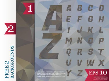 Crystal Font poligonal alfabe arka plan geometrik desen triangles.eps.10